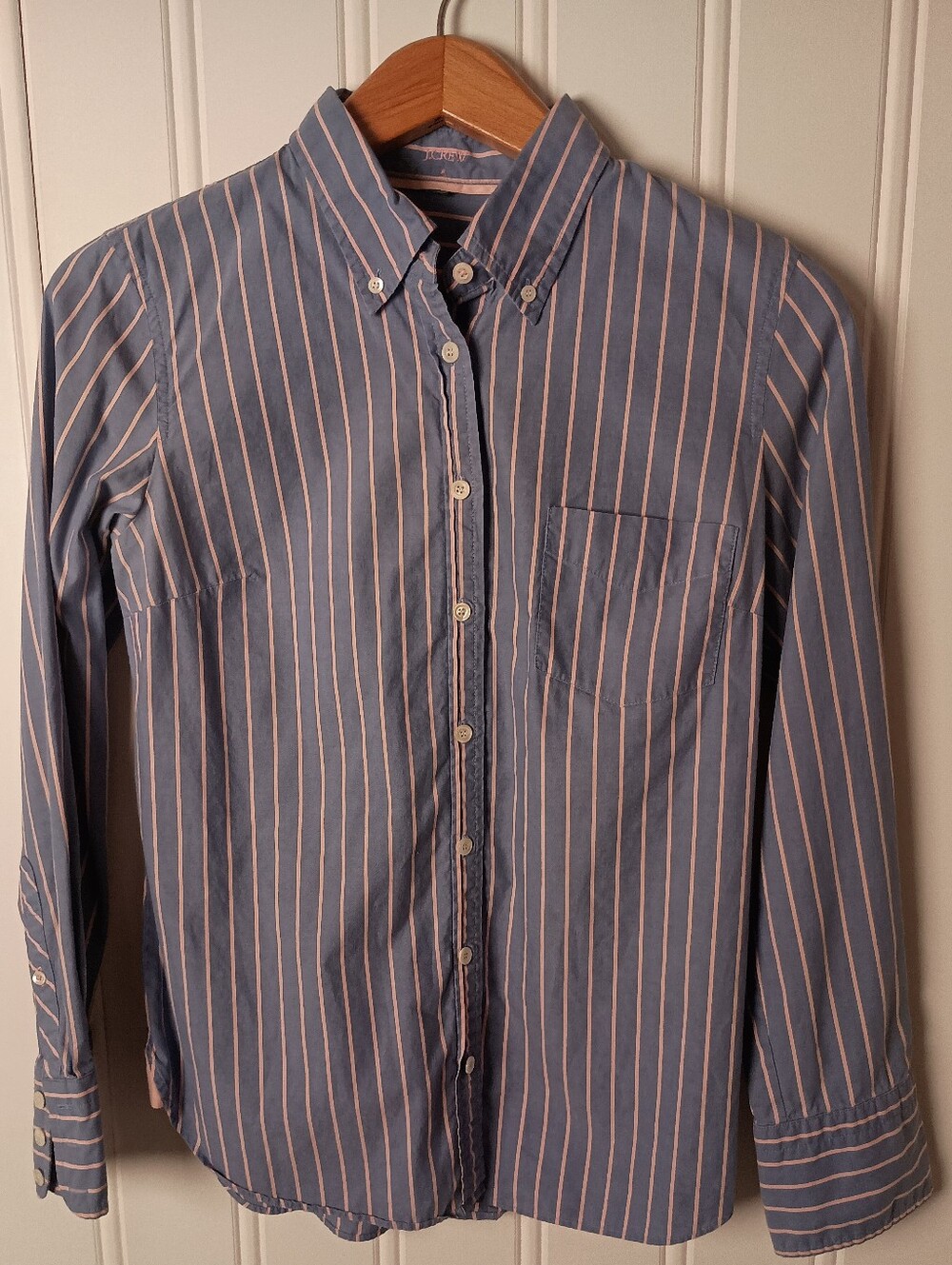 J. Crew- Button-Down Striped Blue Shirt- Size 6
